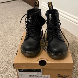 Dr. Martens Black Leather Kids Boots